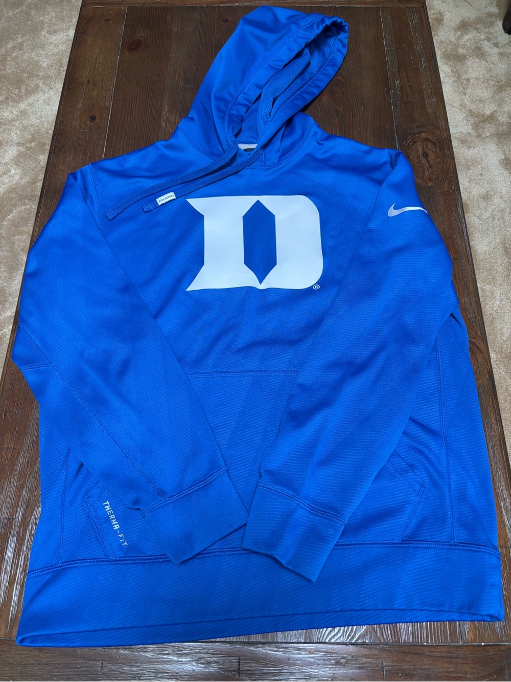 Nike Royal Blue Duke 'D' Blue Devil Therma-Fit Performance Pullover Hoodie Sz M